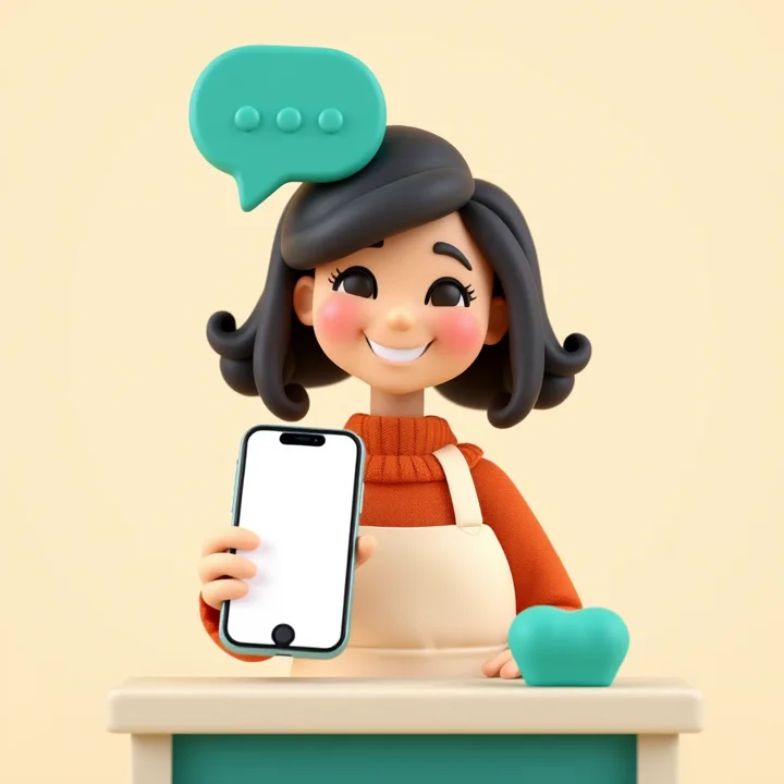 Persona atendiendo a sus clientes desde el celular
